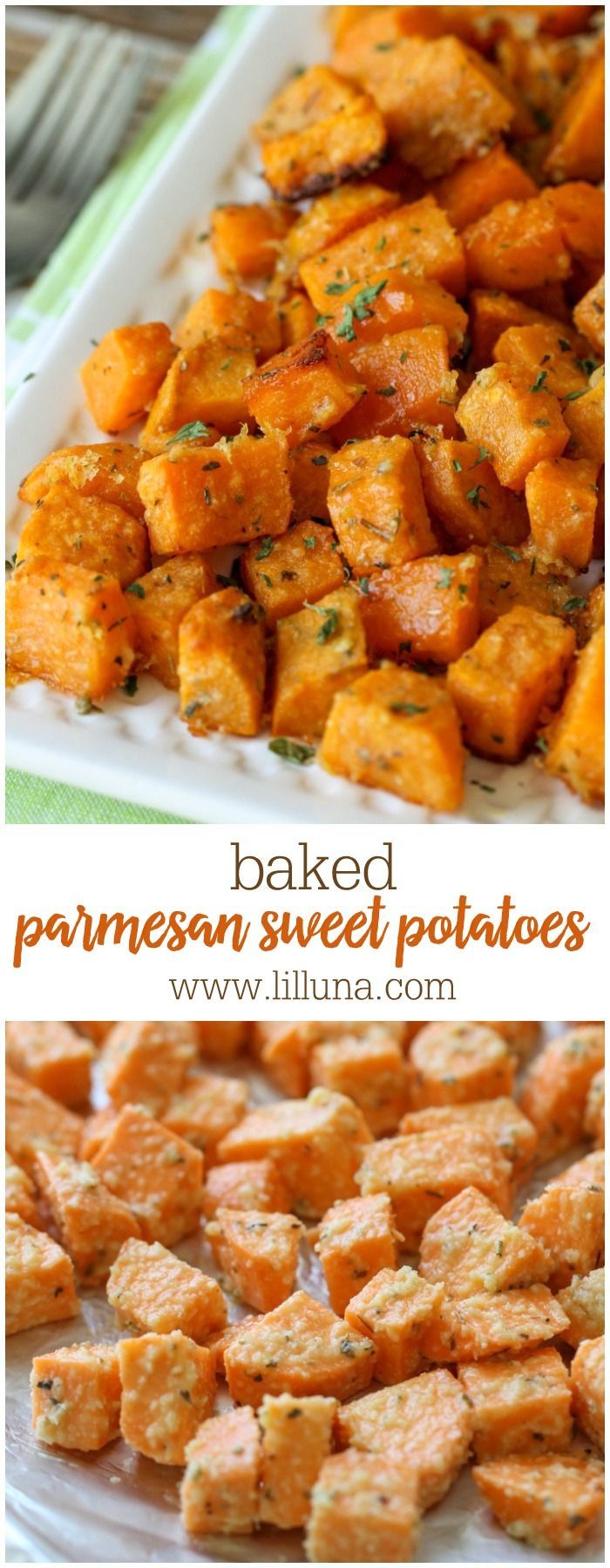 Easy 5-Ingredient Garlic Parmesan Roasted Sweet Potatoes